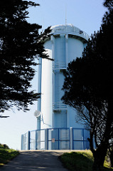 Blue water tower looking west from Shelley